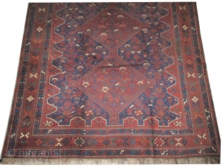

Shiraz Persian, knotted circa in 1950,  311 x 235 (cm) 10' 2" x 7' 8"  carpet ID: P-4253
The black knots are oxidized. The knots, the warp and the weft threads  ...