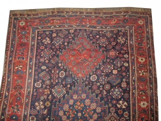 

Shiraz Persian, knotted circa in 1922, 310 x 225 (cm) 10' 2" x 7' 5"  carpet ID: P-4745
The black knots are oxidized. The knots, the warp and the weft threads are  ...