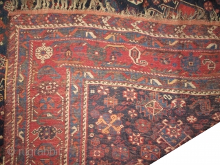 

Shiraz Persian, knotted circa in 1922, 310 x 225 (cm) 10' 2" x 7' 5"  carpet ID: P-4745
The black knots are oxidized. The knots, the warp and the weft threads are  ...