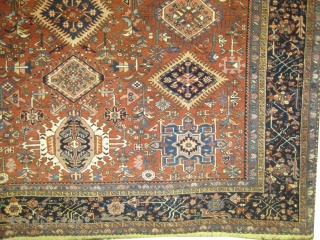 

	

Karadja Persian knotted circa in 1922 antique, 382 x 290 (cm) 12' 6" x 9' 6" 
 carpet ID: P-5821
The black knots are oxidized, the knots are hand spun lamb wool, allover  ...