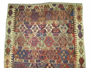 
Anatolian kilim, woven circa in 1860 antique, collector's item, 372 x 170 (cm) 12' 2" x 5' 7"  carpet ID: A-688
Woven with hand spun wool, from the last two edges small  ...