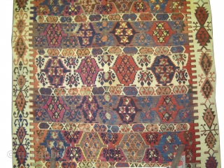 
Anatolian kilim, woven circa in 1860 antique, collector's item, 372 x 170 (cm) 12' 2" x 5' 7"  carpet ID: A-688
Woven with hand spun wool, from the last two edges small  ...