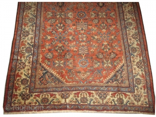 Mahal Persian knotted circa in 1925 303 x 211 (cm) 9' 11" x 6' 11"  carpet ID: P-5756
The knots are hand spun wool, the black knots are oxidized, all over design,  ...