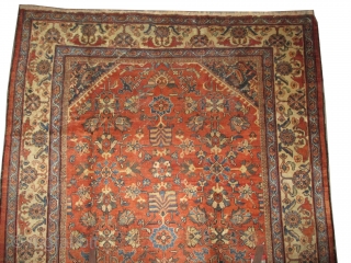 Mahal Persian knotted circa in 1925 303 x 211 (cm) 9' 11" x 6' 11"  carpet ID: P-5756
The knots are hand spun wool, the black knots are oxidized, all over design,  ...