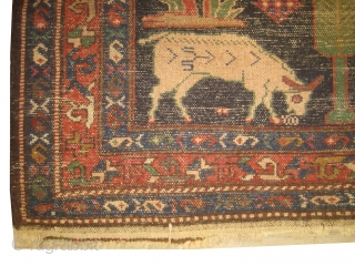 Enjilaz Persian, knotted circa in 1916, antique, 119 x 192 cm, carpet ID: DD-21
Indigo background designed with animals and trees, high pile in perfect condition and in its original shape, unique example,  ...