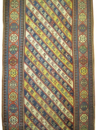 
Gendja Caucasian knotted circa in 1860 antique, collector's item. 470 x 96 (cm) 15' 5" x 3' 2"  carpet ID: K-4988
The brown color is oxidized. The knots, the warp and the  ...