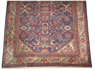 Mahal Persian, knotted circa in 1908 antique,  300 x 205 (cm) 9' 10" x 6' 9" 
 carpet ID: P-4579
The knots are hand spun lamb wool, the background color is indigo,  ...