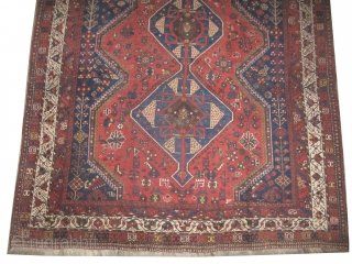 


Shiraz Persian, knotted circa 1930, 316 x 220 (cm) 10' 4" x 7' 3"  carpet ID: P-5970
The black knots are oxidized. The knots, the warp and the weft threads are mixed  ...