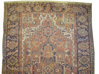 Heriz Persian knotted circa in 1925,342 x 222 (cm) 11' 3" x 7' 3"  carpet ID: P-6124
The black knots are oxidized, the knots are hand spun wool, the selvages are woven  ...