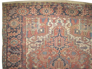 Heriz Persian knotted circa in 1925,342 x 222 (cm) 11' 3" x 7' 3"  carpet ID: P-6124
The black knots are oxidized, the knots are hand spun wool, the selvages are woven  ...