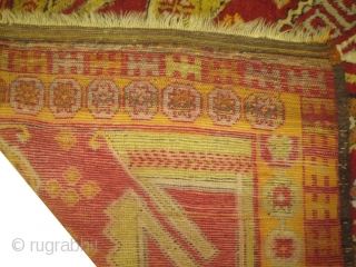 Karapinar Turkish, semi antique, 137 x 360 cm, carpet ID: SRO-11
The background is warm red with two big medallions, thick pile in perfect condition.         