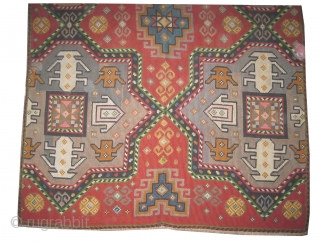 	

Swedish needle point, embroidered circa in 1925, old,  263 x 188 (cm) 8' 7" x 6' 2"  carpet ID: A-634
Art Deco period, geometric design built with hand spun wool, in  ...