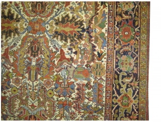 Heriz Persian knotted circa in 1920s antique, 283 x 228 (cm) 9' 3" x 7' 6"  carpet ID: P-4611
The black knots are oxidized, the knots are hand spun wool, all over  ...