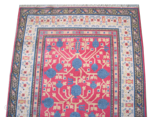 

Samarkand, knotted circa 1935 semi-antique, 272 x 132 cm, ID: MMJ-8
All over pomegranate design, the background color is red, the surrounded large border is ivory, high pile, in good condition, in its  ...