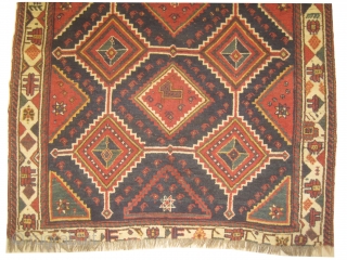 Louristan Persian, knotted circa in 1905 antique, 153 x 213 cm, carpet ID: DD-7
The knots, the warp and the weft threads are hand spun wool. Allover geometric design, the last tiny border  ...