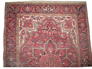 


Serapi-Heriz Persian knotted circa 1916 antique, 195 x 142 cm, ID: BRDI-67
The black knots are oxidized, the knots are hand spun wool, the selvages are woven on two lines with wool, the  ...