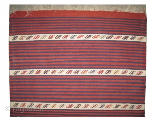 

Shirvan Caucasian kilim woven circa 1920 antique, collectors item, 185 x 108 cm, ID: HB-5
It is used as horse cover, woven with hand spun wool and silk.
Certain colors: yellow, ivory, peach and  ...
