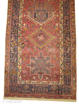 


Karadja Persian, semi antique, 110 x 333 cm, ID: SRO-19
The knots are hand spun wool, the black knots are oxidized, the background color is warm rust with seven medallions, the surrounded large  ...