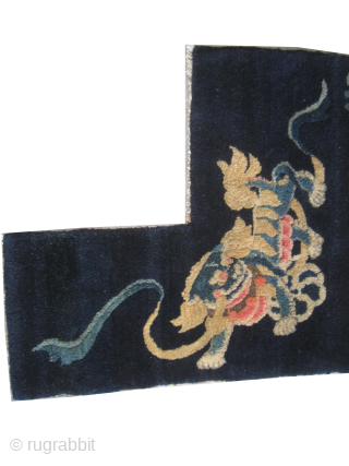 
 
Horse saddle cover Chinese, knotted circa 1925, collectors item, 56 x 108 cm, ID: MJW-16
The knots are hand spun wool, the background color is indigo, dog design, thick pile, in good  ...