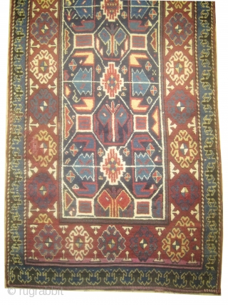 	

Talish Caucasian circa 1870 antique. Size: 294 x 124 (cm) 9' 8" x 4' 1"  carpet ID: H-331
Minor repairs, high pile, indigo background with geometric design, soft, high standard quality, rare  ...