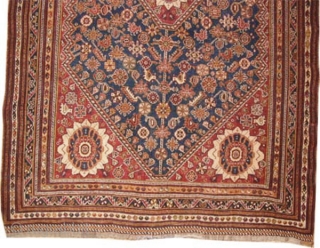 Mille Fleurs Qashqai Persian, knotted circa in 1910, antique, collector's item. 203 x 128 (cm) 6' 8" x 4' 2"  carpet ID: K-570
Mille Fleurs design, indigo background, high pile, in excellent  ...