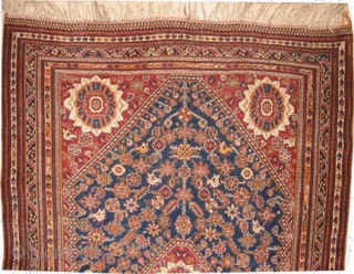 Mille Fleurs Qashqai Persian, knotted circa in 1910, antique, collector's item. 203 x 128 (cm) 6' 8" x 4' 2"  carpet ID: K-570
Mille Fleurs design, indigo background, high pile, in excellent  ...