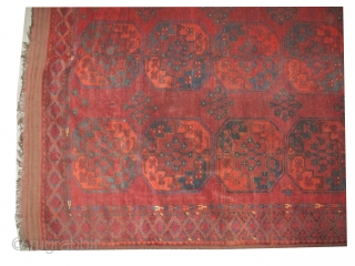 Ersari antique, 220 x 273 cm + 30cm kilim, carpet ID: MMM-60
Both edges have 10 to 20 cm kilim, very thick pile, in good condition. The knots, the warp and the weft  ...