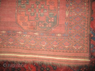 Ersari antique, 220 x 273 cm + 30cm kilim, carpet ID: MMM-60
Both edges have 10 to 20 cm kilim, very thick pile, in good condition. The knots, the warp and the weft  ...