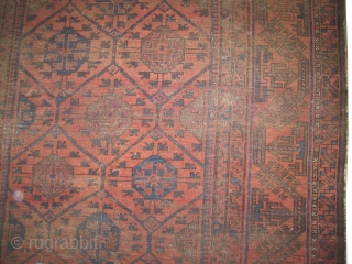 Belutch Afghan Persian knotted circa in 1925 antique, 289 x 173 (cm) 9' 6" x 5' 8" 
 carpet ID: LF-3
The black knots are oxidized, the knots, the warp and the weft  ...