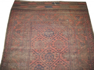 Belutch Afghan Persian knotted circa in 1925 antique, 289 x 173 (cm) 9' 6" x 5' 8" 
 carpet ID: LF-3
The black knots are oxidized, the knots, the warp and the weft  ...