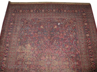 
Khorasan Persian old, 430 x 314 (cm) 14' 1" x 10' 4"  carpet ID: P-5199
The knots are hand spun wool, the black knots are oxidized, the background is rust, the center  ...