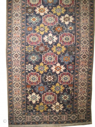 Kouba Caucasian knotted circa in 1910 antique. Collector's item, Size: 350 x 128 (cm) 11' 6" x 4' 2"  carpet ID: H-125
In perfect condition, thick pile, the surrounded large olive green  ...