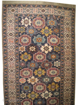 Kouba Caucasian knotted circa in 1910 antique. Collector's item, Size: 350 x 128 (cm) 11' 6" x 4' 2"  carpet ID: H-125
In perfect condition, thick pile, the surrounded large olive green  ...