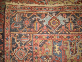 


	

Serapi-Heriz Persian, knotted circa in 1895 antique, collector's item,  345 x 200 (cm) 11' 4" x 6' 7"  carpet ID: P-2976
The black knots are oxidized, the knots are hand spun  ...