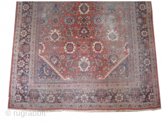 

Mahal Persian knotted circa in 1920, antique, 302 x 221 (cm) 9' 11" x 7' 3"  carpet ID: P-4089
The knots are hand spun wool, the black knots are oxidized, the selvages  ...