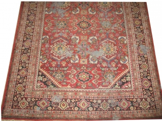 
Mahal Persian knotted circa in 1920 antique, 316 x 218 (cm) 10' 4" x 7' 2"  carpet ID: P-5210
The black knots are oxidized, the knots are hand spun wool, both edges  ...