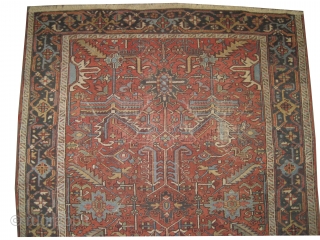 Heriz Persian knotted circa in 1925, 264 x 192 (cm) 8' 8" x 6' 4"  carpet ID: P-5235
The black knots are oxidized, the knots are hand spun wool, the selvages are  ...