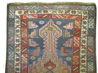 

Farahan Persian, knotted circa 1900, antique, collectors item, 105 x 175 cm, ID: K-3669
Vegetable dyes, the black knots are oxidized, the knots are hand spun wool, the center medallion is soft pistachio,  ...