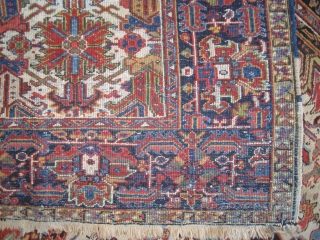 



Heriz Persian, knotted circa in 1919 antique, collector's item, 314 x 225 (cm) 10' 4" x 7' 5"  carept ID: P-2077
The black knots are oxidized, the knots are hand spun lamb  ...