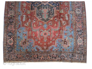 



Serapi Heriz Persian knotted circa in 1905, antique, collector's item, 350 x 230 (cm) 11' 6" x 7' 6"  carpet ID: P-3557
The black knots are oxidized, the knots are hand spun  ...