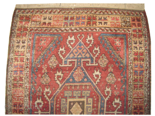 
Bergama Turkish, knotted circa 1880 antique, collectors item, 134 x 174 cm, ID: K-1229
The black knots are oxidized. The knots, the warp and the weft threads are hand spun lamb wool. The  ...