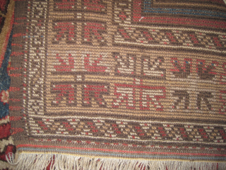 
Bergama Turkish, knotted circa 1880 antique, collectors item, 134 x 174 cm, ID: K-1229
The black knots are oxidized. The knots, the warp and the weft threads are hand spun lamb wool. The  ...