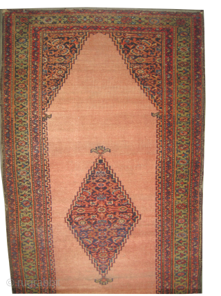 
Farahan Persian, knotted circa 1880 antique, collectors item, 81 x 167 cm, ID: K-3268
Vegetable dyes, the black knots are oxidized, the knots are hand spun lamb wool, the center medallion and the  ...