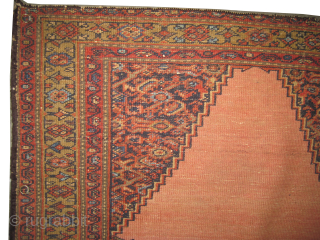 
Farahan Persian, knotted circa 1880 antique, collectors item, 81 x 167 cm, ID: K-3268
Vegetable dyes, the black knots are oxidized, the knots are hand spun lamb wool, the center medallion and the  ...