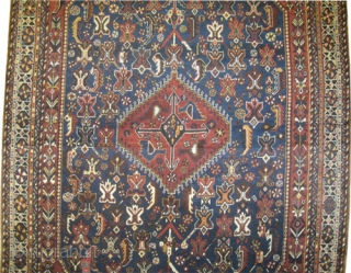 	

Qashqai Persian knotted circa in 1905 antique, collector's item, 255 x 158 (cm) 8' 4" x 5' 2"  carpet ID: P-1910
The black color is oxidized, the knots are hand spun lamb  ...