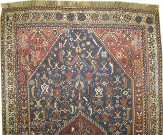 	

Qashqai Persian knotted circa in 1905 antique, collector's item, 255 x 158 (cm) 8' 4" x 5' 2"  carpet ID: P-1910
The black color is oxidized, the knots are hand spun lamb  ...