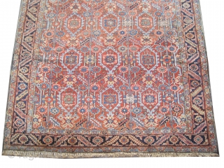 


Bakshaish-Heriz Persian knotted circa in 1900 antique, collector's item, 295 x 235 (cm) 9' 8" x 7' 8"  carpet ID: P-1553
The black knots are oxidized, the knots are hand spun wool,  ...