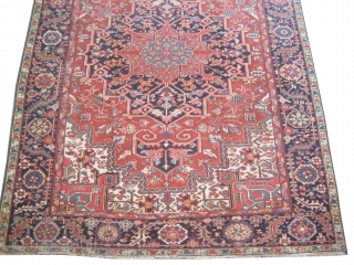 


Serapi Heriz Persian knotted circa in 1905 antique, collector's item, 319 x 240 (cm) 10' 6" x 7' 10"  carpet ID: P-2433
The knots are hand spun lamb wool, the black knots  ...