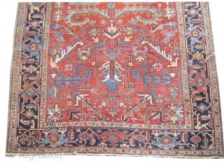 



Heriz Persian knotted circa in 1918 antique, 327 x 226 (cm) 10' 9" x 7' 5"  carpet ID: P-5322
The knots are hand spun lamb wool, the black knots are oxidized, the  ...