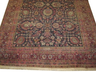 
Kirman Lavar Persian knotted circa in 1920 antique, 395 x 273 (cm) 12' 11" x 8' 11" 
 carpet ID: GUR-1
The black knots are oxidized, the knots are hand spun lamb wool,  ...